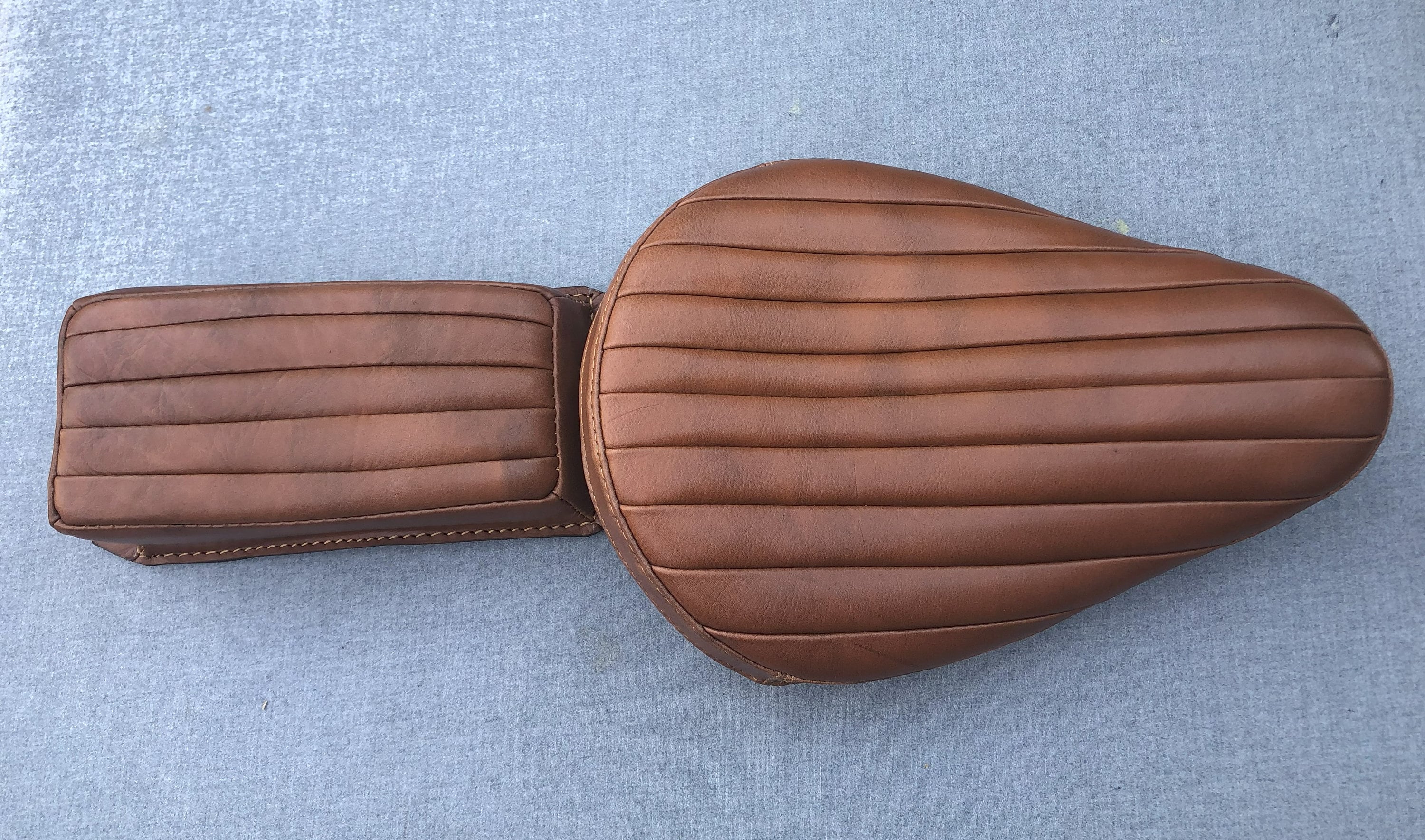 Vintage Brown Leather Tuck & Roll Bates Style Solo Seat With