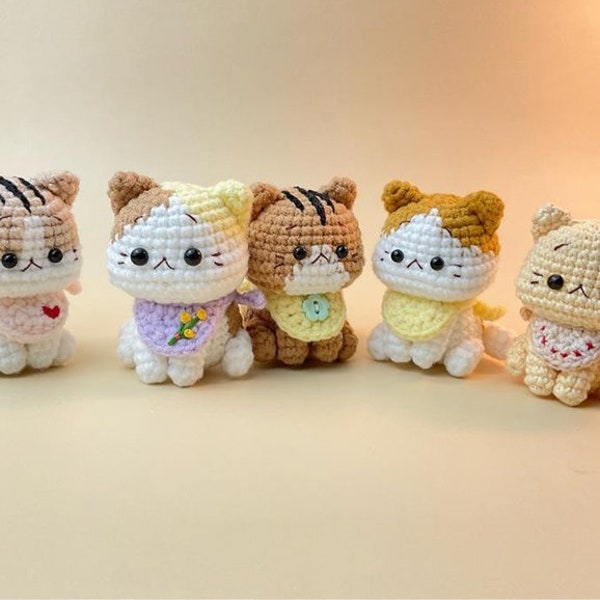 Gehaakte schattige broodkattenknuffels kattenpatroon kattenbroodbundel 5 in 1 | Amigurumi kattenpatroon | Patroon direct downloaden | Engels pdf-patroon