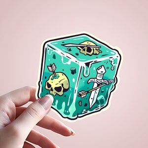Gelatinous Cube DnD Sticker, Dungeons and Dragons, Tabletop RPG Game Laptop Sticker, Digital Instant Download SVG & PNG Printable