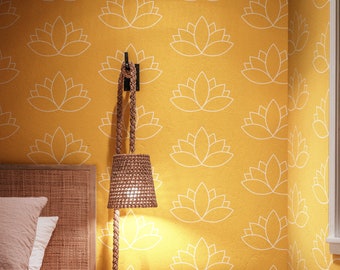 Yoga Icon Wallpaper, Massage Room Wallpaper, Yellow Yoga Pattern Wallpaper, Yoga Room Wallpaper, Yellow Wallpaper, Peel and Stick Wallpaper