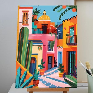 Colorful Houses Landscape Paint by Number, Matisse Style Painting by Numbers Kit,  DIY Acrylic Painting on Canvas,  Handmade Home Decor