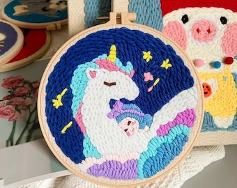 Punch Needle, Punch Needle Kit Beginner, Cute Punch Needle Art, Easy DIY Crafts Kits, Gift for Friends（ Video Tutorials Available）