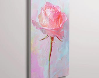 Pink Rose Paint by Number Kit, DIY Acrylic Painting, Wall Art Decor