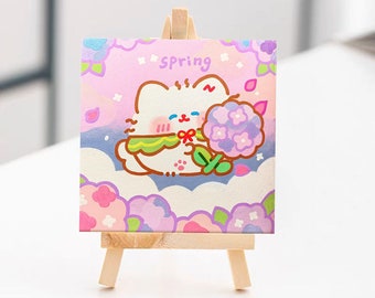Kit diy-pintura por números-kit de pintura por número para crianças adultos iniciantes-pintura acrílica de animais fofos-arte em tela pequena