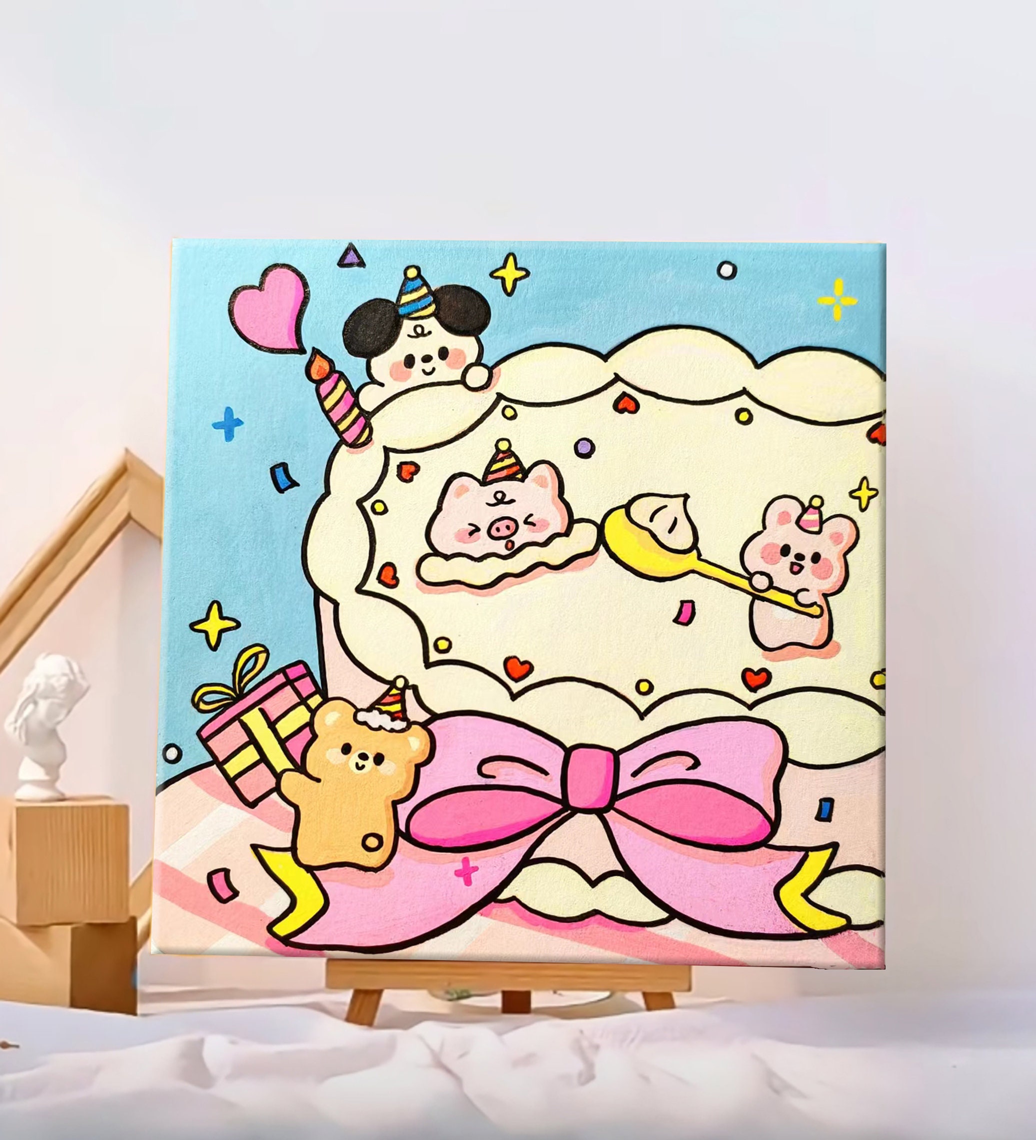 Paint By Numbers Wowdecor: Kit Adulti E Bambini 'Cute Baby' 40,6x50,8 Cm, Tela Stampata Con Pennelli E Colori Acrilici