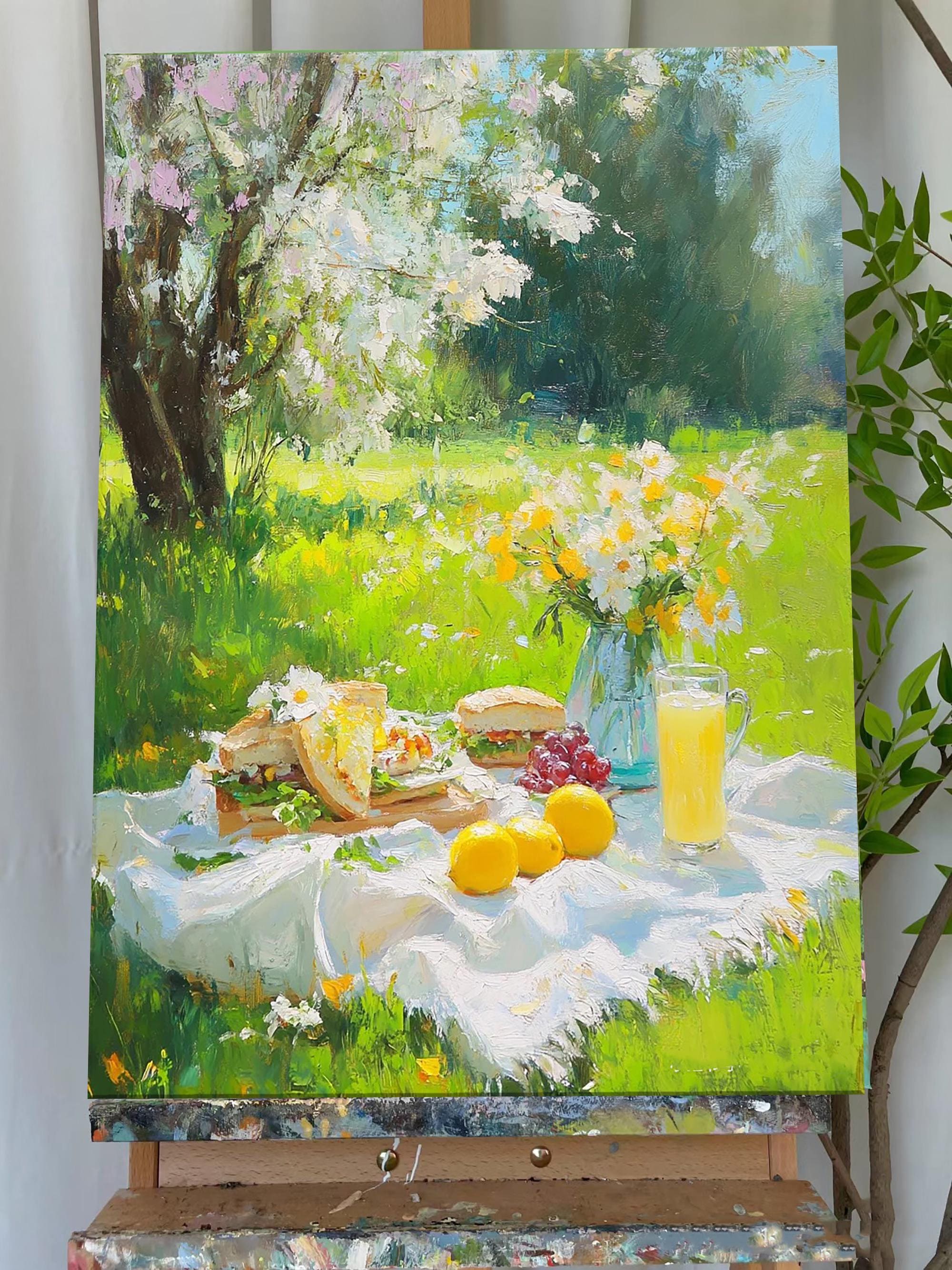 Green Summer Picnic Paint by Numbers Kit Adults, Paint by Number