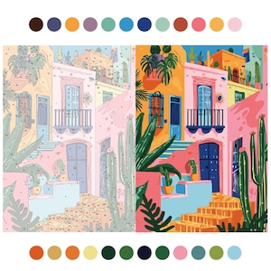 Painting by Number Matisse Colorful Houses, Paint by Number Kit, Acrylic Painting on Canvas, Color by Number for Adults and Beginner 24Color