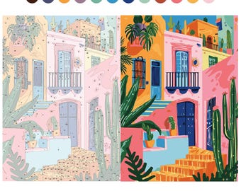Painting by Number Matisse Colorful Houses, Paint by Number Kit, Acrylic Painting on Canvas, Color by Number for Adults and Beginner 24Color