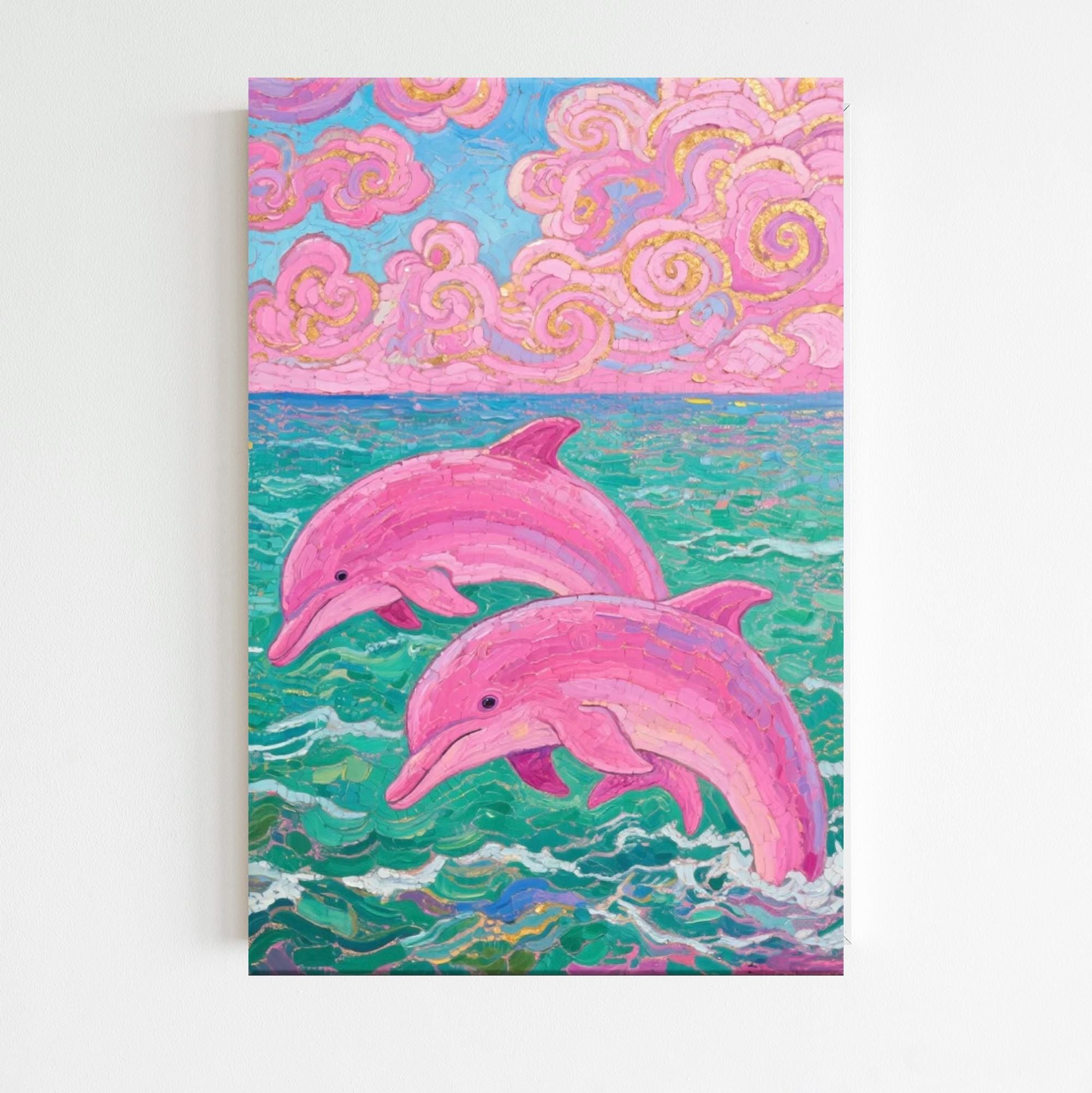 Pink Dolphin Paint by Number Kit, DIY Frame, Adult Art Set - Etsy
