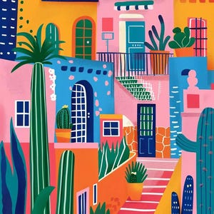 Colorful Houses Landscape Paint by Number, Matisse Style Painting by Numbers Kit, DIY Acrylic Painting on Canvas, Handmade Home Decor Image 3