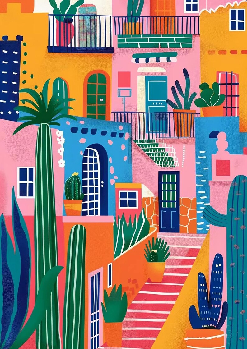 Colorful Houses Landscape Paint by Number, Matisse Style Painting by Numbers Kit, DIY Acrylic Painting on Canvas, Handmade Home Decor Image 3