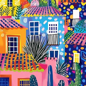 Colorful Houses Landscape Paint by Number, Matisse Style Painting by Numbers Kit, DIY Acrylic Painting on Canvas, Handmade Home Decor Image 5