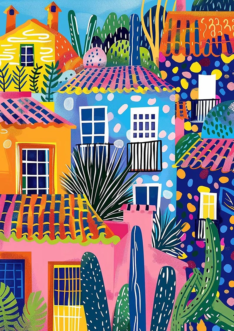 Colorful Houses Landscape Paint by Number, Matisse Style Painting by Numbers Kit, DIY Acrylic Painting on Canvas, Handmade Home Decor Image 5