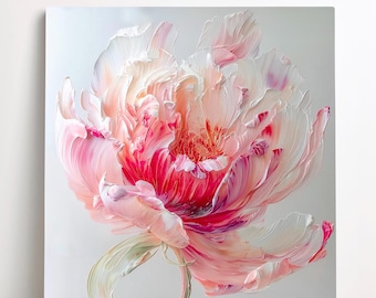 Peony Paint by Number Kit, Color by Number, Paint by Numbers Kit for Adults, DIY Acrylic Painting on Canvas, Pink Flower Wall Art