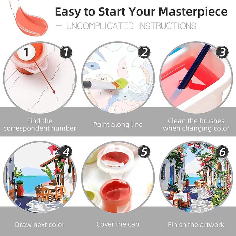 Colorful Houses Landscape Paint by Number, Matisse Style Painting by Numbers Kit, DIY Acrylic Painting on Canvas, Handmade Home Decor image 10