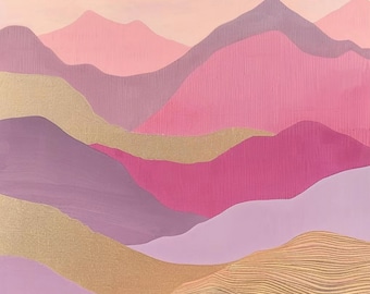 Kit de pintura por números Paisaje de Montaña Rosa, Pintura acrílica DIY