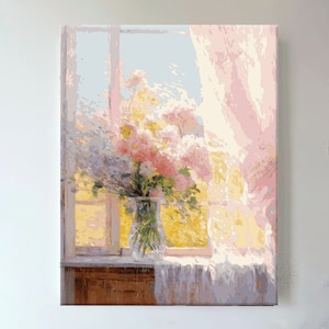 Vase Blume Malen nach Zahlen Set für Erwachsene, Impressionist Stillleben Blumen Dekor, DIY Bild, Acrylbild auf Leinwand