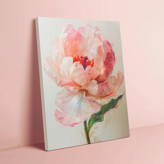 Flower Paint by Number, Paint by Numbers Kit for Adults, Pink Peony Wall Art, Color by Number, DIY Acrylic Painting on Canvas, Gift for Her