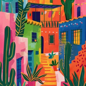 Colorful Houses Landscape Paint by Number, Matisse Style Painting by Numbers Kit, DIY Acrylic Painting on Canvas, Handmade Home Decor Image 4