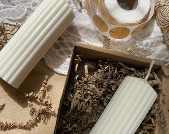 Fluted pillar candle | Hand-poured | Soy candle | handmade | vegan candle | zero-waste candle | natural wax | gift idea | decoration