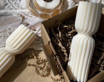 Fluted pillar candle | Hand-poured | Soy candle | handmade | vegan candle | zero-waste candle | natural wax | gift idea | decoration