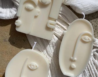 Gesichter Kerze | Handgegossen | Sojakerze | Kerze handgemacht | vegane Kerze | zero waste Kerze | naturwachs | Geschenkidee | Dekoration