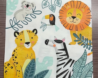 Servilletas de animales de la selva para decorar mesas o decoupage