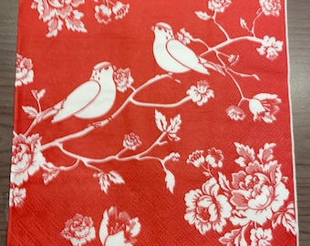 Servilleta - pájaros - roja
