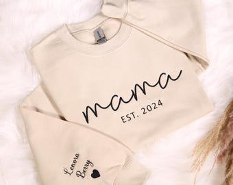NAZENTI Mama Embroidered Crewneck Sweatshirt Mama With Heart On Long Sleeve Fashion Pullover Size S-4XL, Mama-sand, X-Large : Buy Online At Best Price In KSA - Souq Is Now