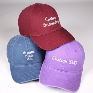 Custom Text Embroidered Hat, Personalized Cap With Name and Logo, Retro ...