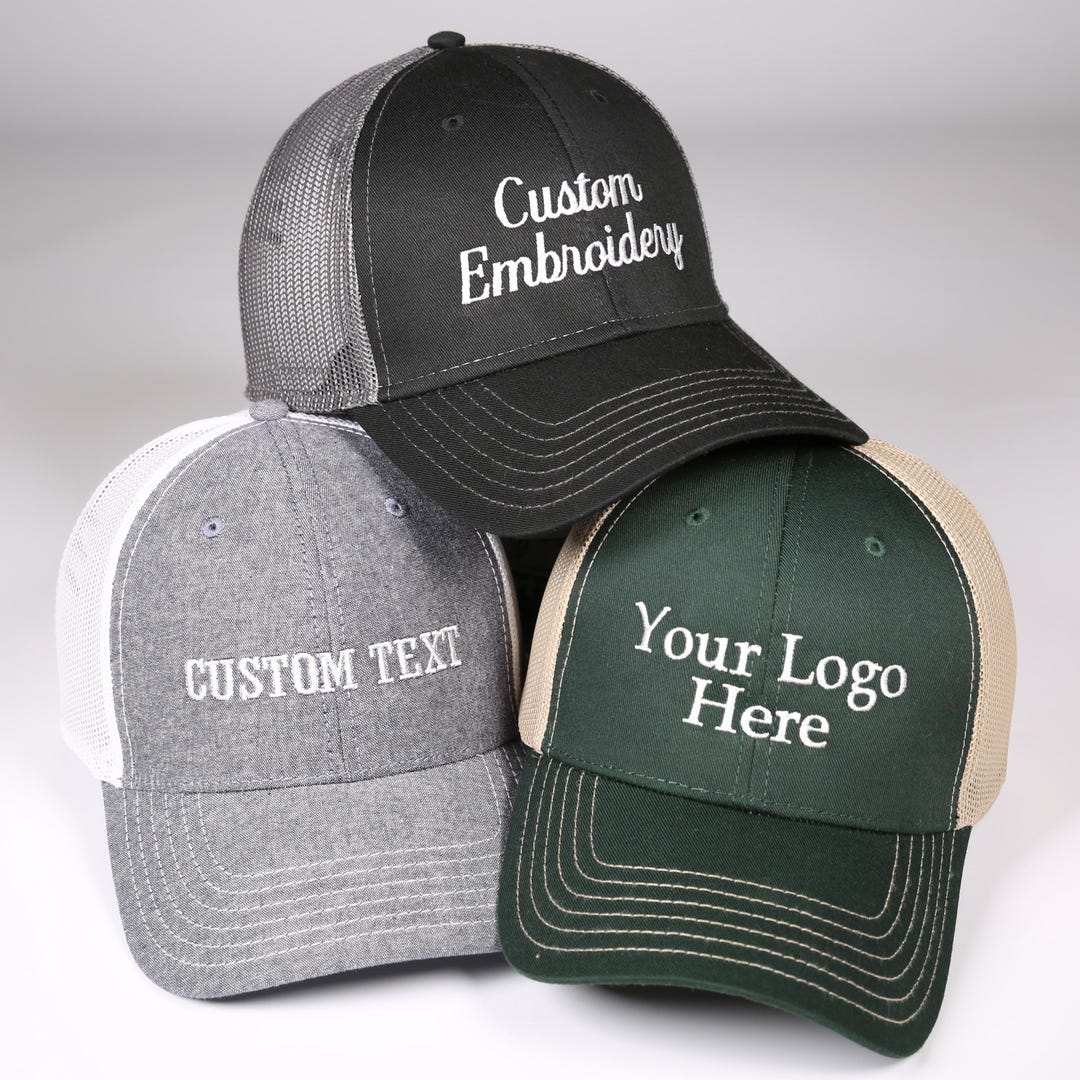 Custom Text Embroidered Hat, Personalized Cap With Name and Logo, Retro ...