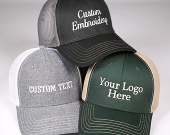 Custom Text Embroidered Hat, Personalized Cap with Name and Logo, Retro Trucker Hat, Personalized Gift, Custom Dad Cap, Vintage Baseball Hat