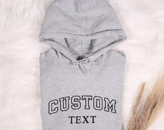 Custom Your Text Embroidered Sweatshirt, Personalized Varsity Embroidery Hoodie, Customized Birthday Outfit, Personalised Mama Clothing Gift