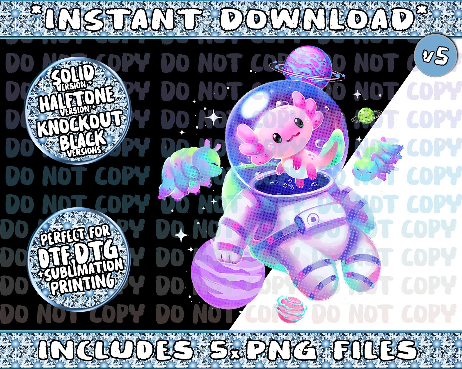 Axolotl Space Astronaut Alien Fish Planet Cute Salamander Moon Png ...