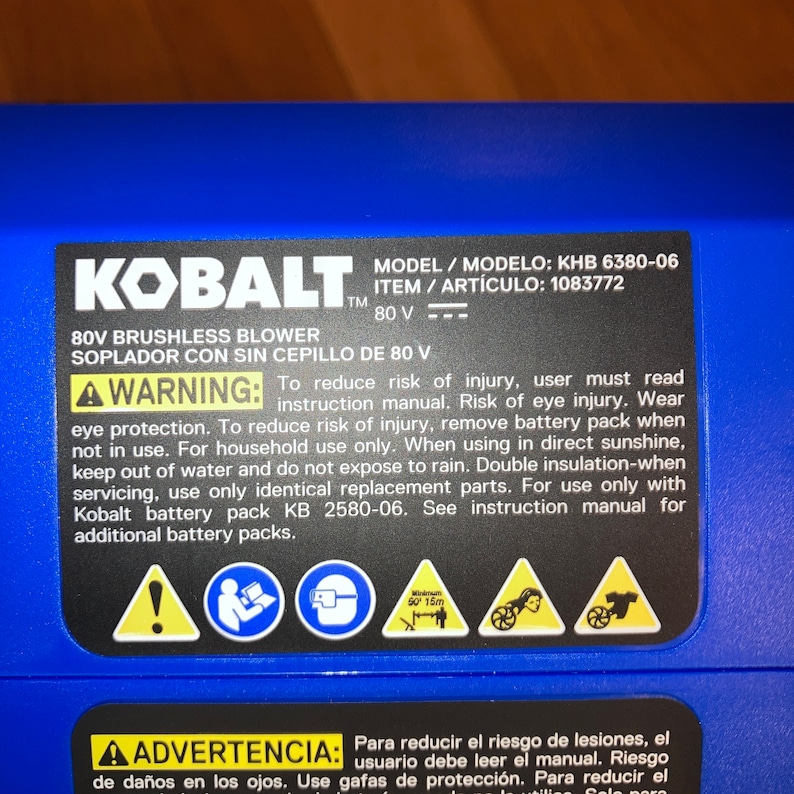 Warning Label Blower Soft Flexible Short Durable Blower Nozzle for KOBALT 80v KHB 6380-06 ...