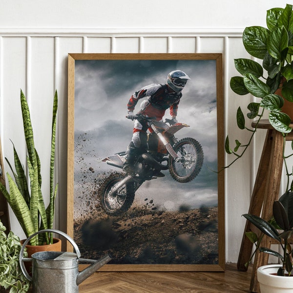 Motocross Pop Art Canvas Print - Dirt Bike Wall Art - Biker Gift - Motocross Wall Art - Motocross Gifts - Framed and Ready to Hang