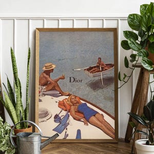 Póster vintage, impresión artística retro, póster publicitario de los años 60, póster de moda, Beauty's Sea Nassau, lienzo vintage de verano listo para colgar, lienzo enmarcado