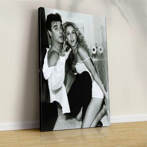 Póster de Carrie y Mr. Big, póster impreso en blanco y negro, impresiones de SATC, póster de SATC, arte de pared de SATC, póster de serie de televisión, decoración de apartamentos de moda