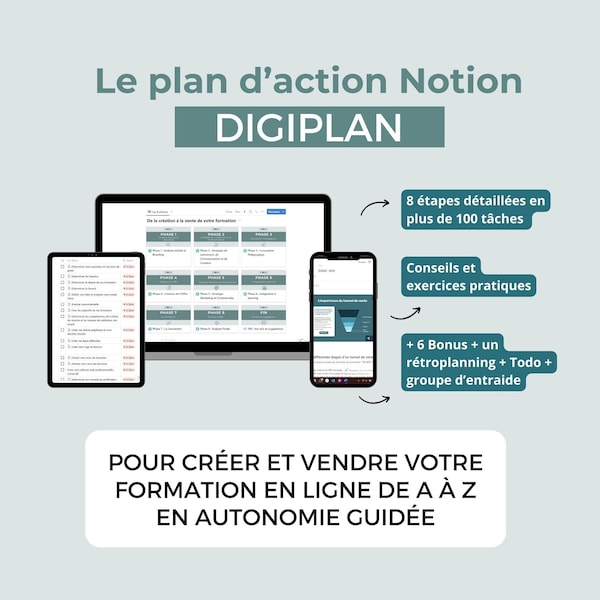 Digiplan - Le plan d'action et rétroplanning pour créer et vendre sa formation en ligne