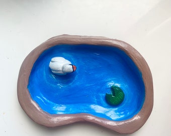 Air dry clay pond trinket tray