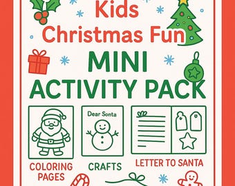 Kids Christmas Mini Activity Pack • Crafts Coloring Placemats Letter to Santa & Tags