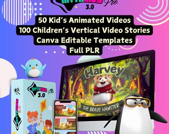 Historias animadas en video para niños / Plantillas editables de Canva, derechos de reventa