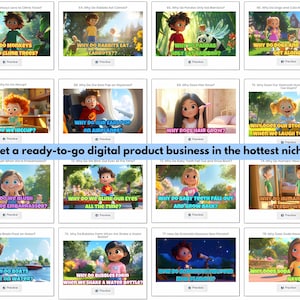 Pu&ograve; includere: Una griglia colorata di 18 carte illustrate con personaggi dei cartoni animati che fanno domande sulla vita quotidiana. Ogni carta presenta una domanda in un riquadro bianco con un personaggio dei cartoni animati e un pulsante di anteprima. Le domande sono: Perch&eacute; alle scimmie piace arrampicarsi sugli alberi? Perch&eacute; i conigli mangiano carote? Perch&eacute; i panda mangiano solo bamb&ugrave;? Perch&eacute; i cani e i gatti non vanno d'accordo? Perch&eacute; abbiamo il singhiozzo? Perch&eacute; le nostre orecchie si tappano sugli aerei? Perch&eacute; i capelli crescono? Perch&eacute; ci fa male lo stomaco quando ridiamo troppo? Perch&eacute; arrossiamo quando siamo in imbarazzo? Perch&eacute; battiamo le palpebre tutto il tempo? Perch&eacute; i denti da latte cadono e ricrescono? Perch&eacute; gli umani hanno le sopracciglia? Perch&eacute; le barche galleggiano sull'acqua? Perch&eacute; si formano le bolle quando si agita una bottiglia d'acqua? Come gli scienziati scoprono nuovi pianeti? Perch&eacute; la soda ha le bolle?