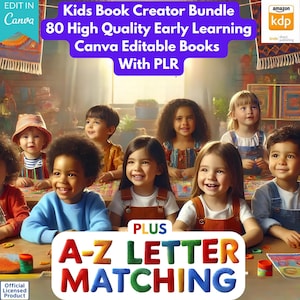 PLR Kids Book Creator | A-Z Letter Matching Activity Bundle | Editable Canva Templates for Teachers, Parents, Entrepreneurs | Early Learning