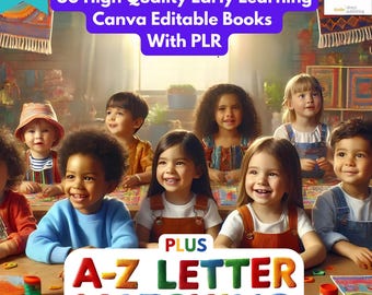 Może przedstawiać: Grupa dzieci siedzących przy stole z kolorowymi klockami alfabetu. Obraz zawiera tekst "A-Z LETTER MATCHING" i "PLUS".