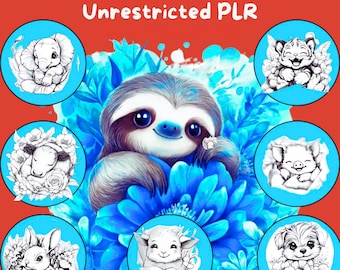 750 Baby Animal Coloring Pages | Floral Designs, KDP Interiors (PLR MRR)