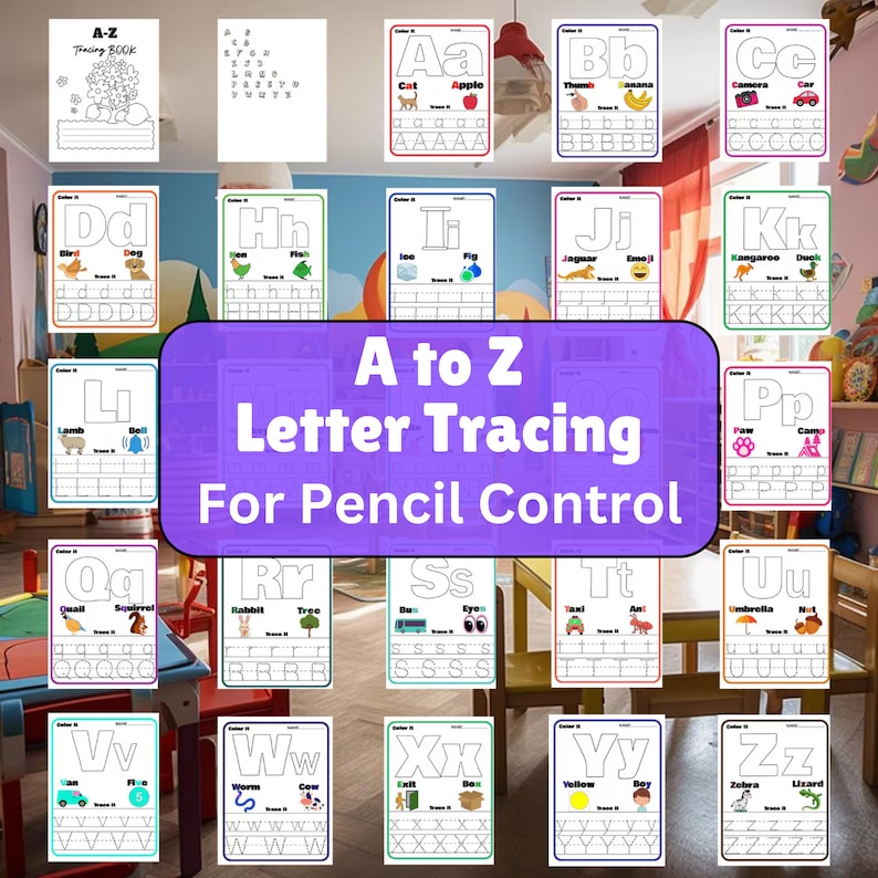 A - Z Alphabet Letter Tracing Childrens Activity | Early Education Letter Tracing Practice | Preschool alphabet activity for pen control -