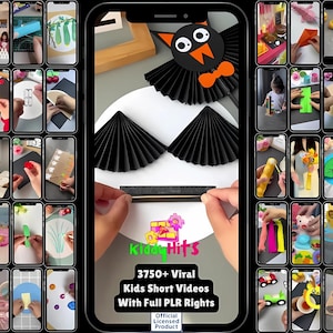 PLR 3.750+ Video di artigianato e apprendimento per bambini / Pacchetto virale HD in formato breve per TikTok, YouTube, Reels, Asilo nido divertente e facile - Artigianato per l'istruzione parentale
