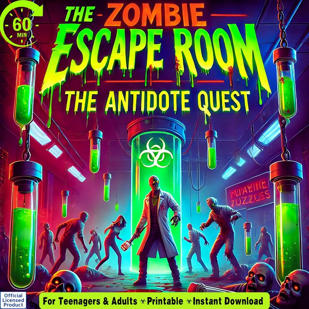 Zombie Escape Room Game: The Antidote Quest (Printable PDF)