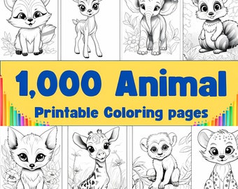 1000 Animal Coloring Pages for Kids: Fun Printable Activity (PLR)
